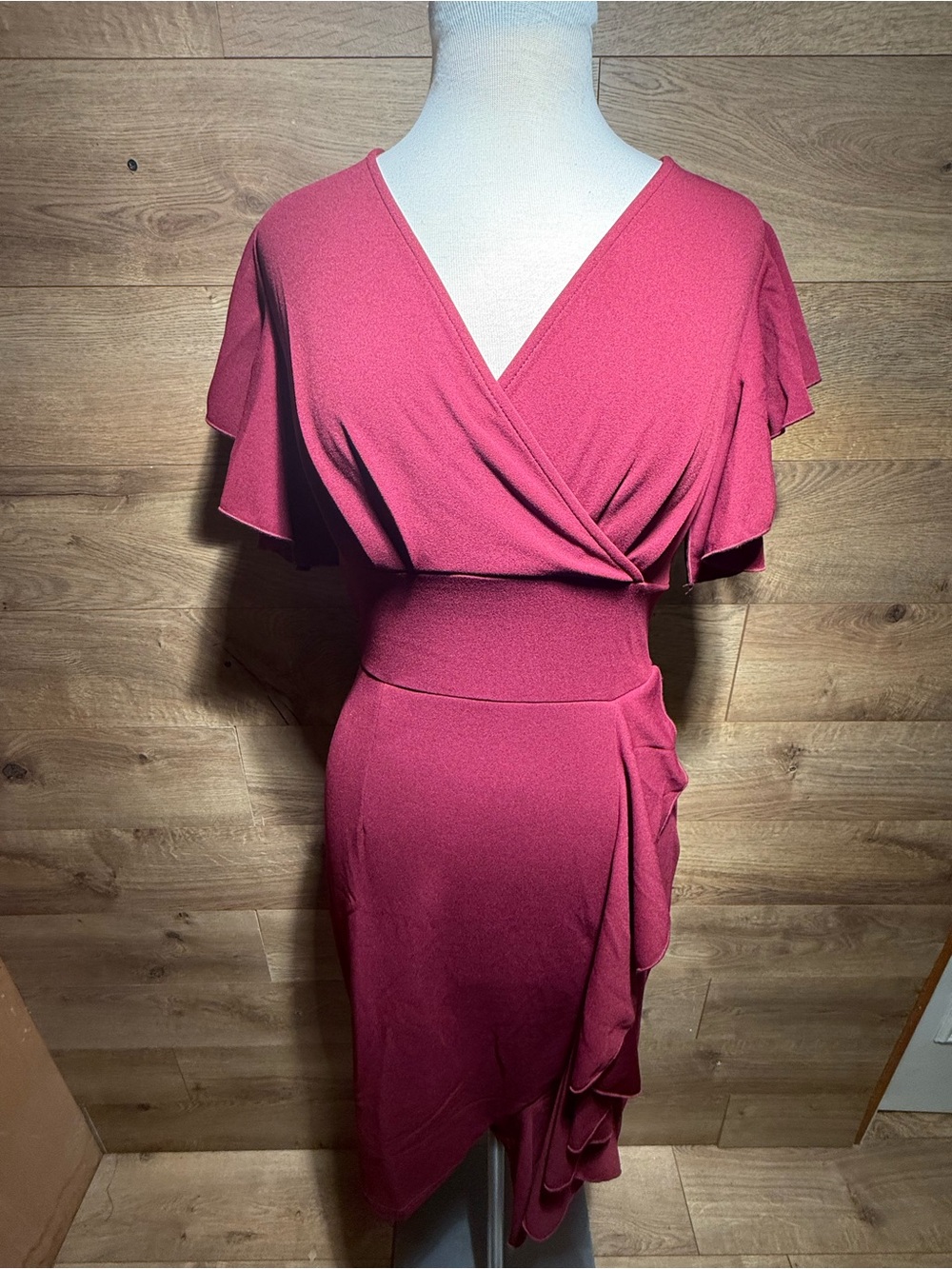 Women's  Wrap-Style Ruffle Midi Dress